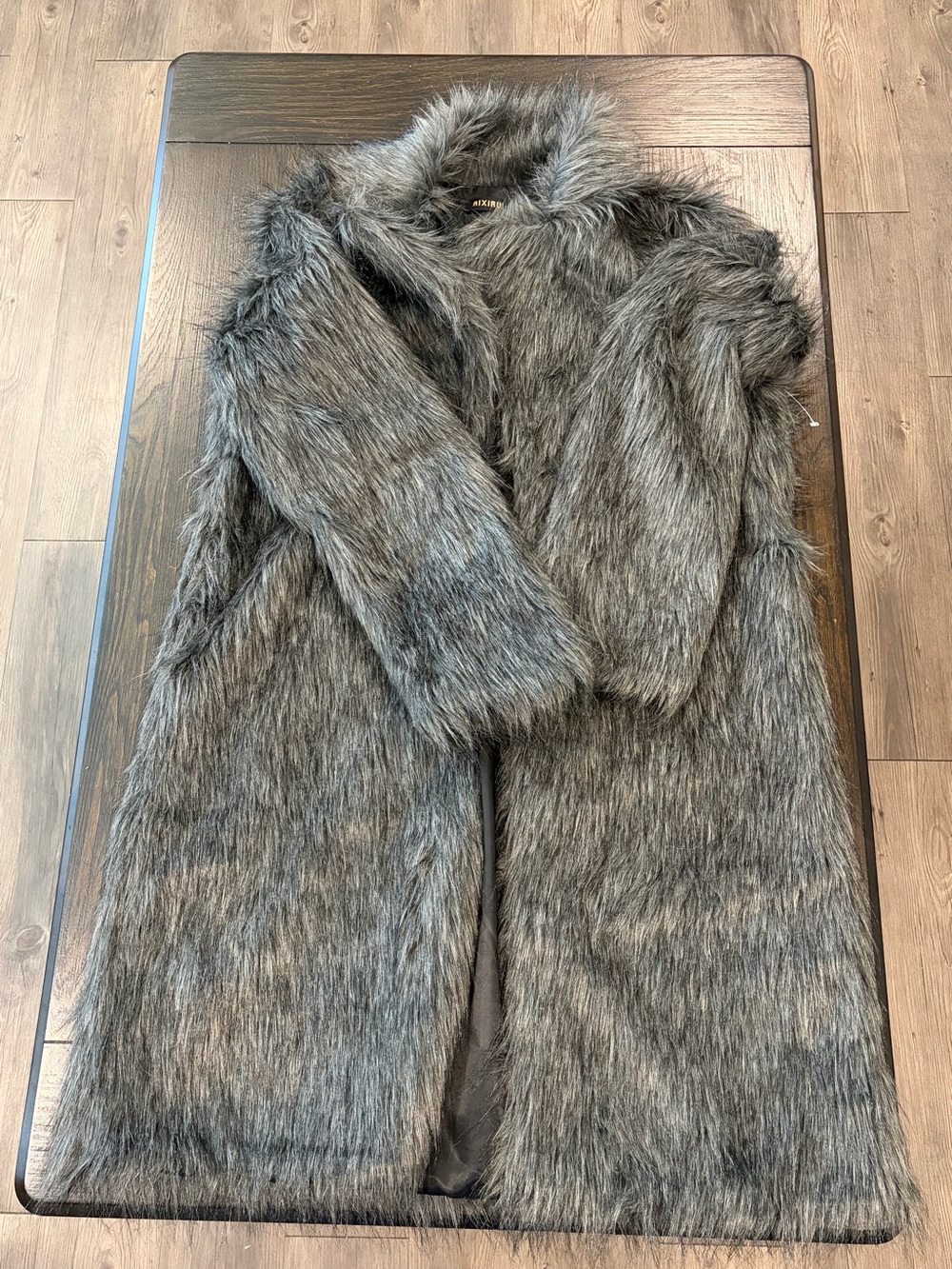 Faux Fur Long Coat - Gray Faux Fur Women's Coat